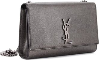 Saint Laurent Classic Monogram Grainy leren medium crossbodytas - Grijs