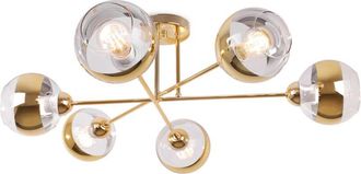 OEM L&aacute;mpara De Techo Asturia Oro 6 Pantallas Planas Doradas E27