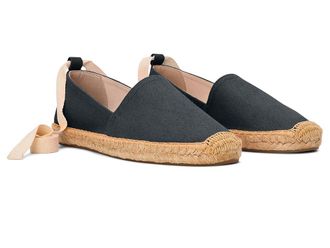 Soludos Original Lace-Up Espadrille Womens Flat Shoes Noche Black : 10 B - Medium, Cotton