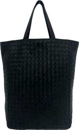 Bottega Veneta Black Leather Handbag Tote Bag (Pre-Owned)