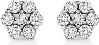 House of Brilliance 14K White Gold 1/2 Ct Prong RoundDiamond Flower Stud Earring at Nordstrom