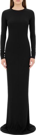 Rick Owens Black Crew Neck Full Length Dress