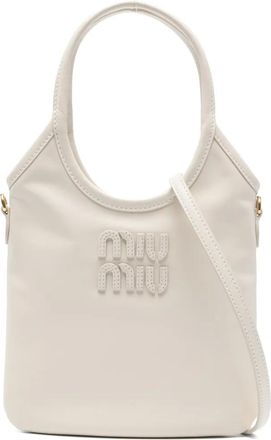 Miu Miu IVY shopper met logo-applicatie - Wit