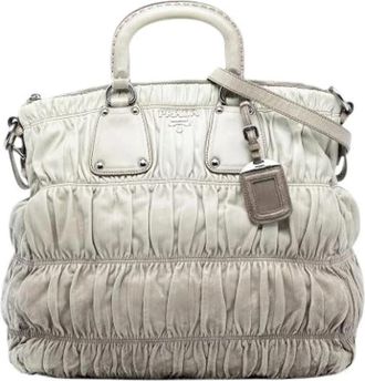 Prada Pre-owned Gathered Nappa Satchel - Dames - Vintage Shopper - Grijs - ONE Size - Leer - Vintage