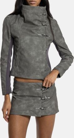 Jaded London Funnel Neck Faux Leather Jacket in Grey at Nordstrom, Size X-Large