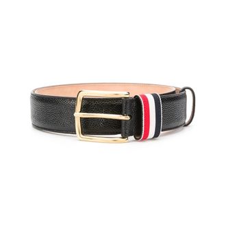 Thom Browne Belts, male, Black, Size: 100 CM Pebble Grain Striped Loop 35mm Belt