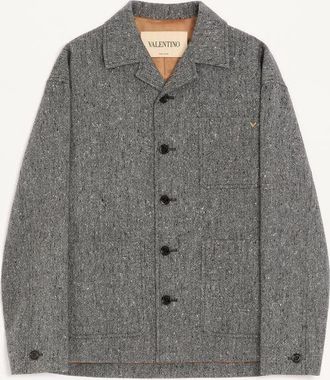 Valentino Valentino Shirt Jacket In Boutonn&eacute; Wool With Vgold Man GREY 44