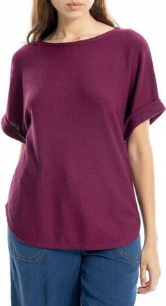 Max Studio Short Sleeve Ribbed T-Shirt in Berry at Nordstrom Rack, Size X-Small