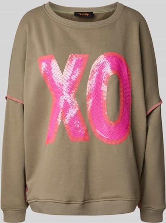 Miss Goodlife Sweatshirt mit Pailletten und Rundhalsausschnitt in Oliv, Größe XL
