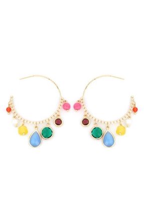 Panacea Mutli Stone Hoop Earrings in Ivory Multi at Nordstrom