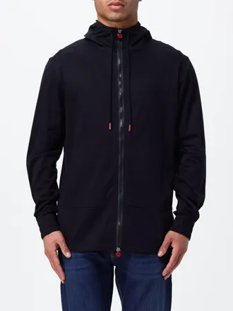 Kiton Felpa con cappuccio e zip in cotone con logo smaltato