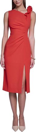 Halston Heritage Rose Detail Bodycon Midi Dress