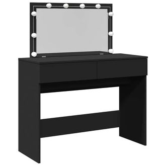 Berkfield Home Dressing Table with LED Black 100x40x120 cm | Size: 100 x 40 x 120 cm