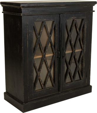 Wanderlust Deco Recibidor-aparador de madera y cristal artesanal negro 90x40x100