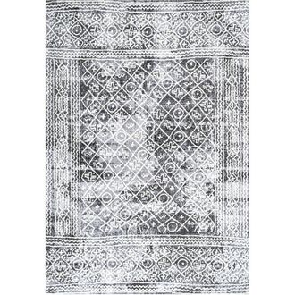 Jonathan Y Designs Iften Moroccan Geometric Distressed Area Rug in Ivory/black at Nordstrom, Size 3Ft 0In X 5Ft 0In