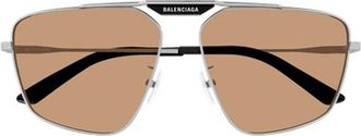 Balenciaga BB0246SA Asian Fit 006 Mens Sunglasses Silver Size 61
