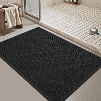 OEM Tappetino Da Bagno 60 90 Cm Antiscivolo In Ciniglia, Lavabile In Lavatrice, Super Assorbente, Nero