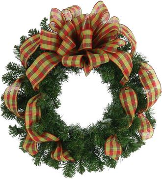 Creative Displays Inc. 26In Holiday Wreath With Red And Green Plaid Bow