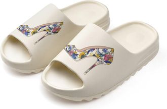 Generic Floral Heels Slides for Women Men Soft Thick Bottom Coconut Slippers Sandals for Bathroom Beach