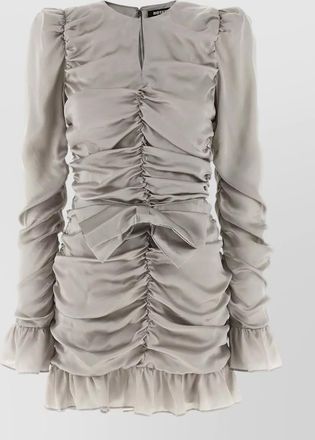 Rotate silk ruffled long-sleeve mini dress