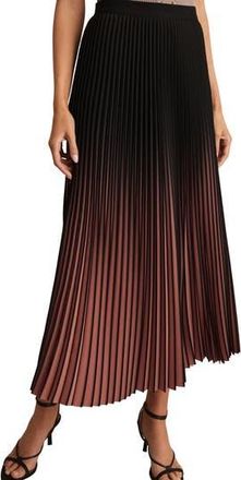 Reiss Marlie Ombr&eacute; Pleated Skirt in Black/pink at Nordstrom Rack, Size 10 Us / 14 Uk