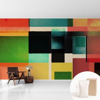 Tulup Tapete Vliestapete Mit Kleber - Wandgestaltung - Tapete Wohnzimmer - Flur Eingangsbereich Geometrische Abstraktion 416x254 Cm