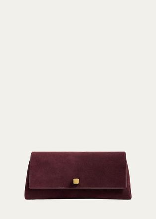 Khaite Audrey Flap Suede Clutch Bag