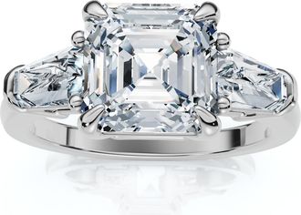 Pompeii3 Certified 2 1/2Ct Paulina Asscher Dut Diamond Engagement Ring 14k Gold Lab Grown