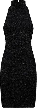 Silvian Heach Korte lurex jurk met hoge hals - Dames - Feestkleedjes - Zwart - S - Wol - Kleedjes
