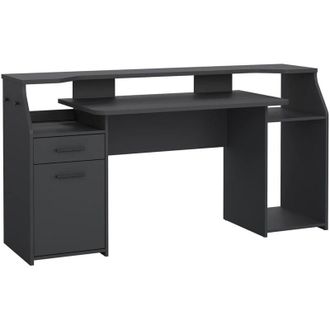 Dmora Scrivania Zennithor, tavolo da lavoro dotato di 1 anta e 1 cassetto, ideale per ufficio e gaming, 171x62 h89 cm, Grigio - Dmora