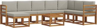 vidaXL Conjunto De Sof&aacute;s De Exterior 9 Uds. Gris Natural Y Claro Vidaxl