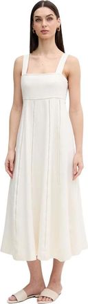DKNY Seamed Tank Dress With Tie Back - Dames - Casual kleedjes - Beige - XL - Linnen - Kleedjes