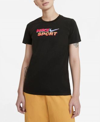 Nike Womens Sportswear Cotton Logo T-Shirt In Black