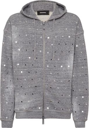 Dsquared2 zip-up cotton hoodie - men - Cotton - L - Grey