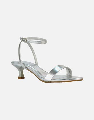 XY London Womens XY London Womens/Ladies Antonia Metallic Strappy Low Kitten Heel Sandals - Silver - Size: 5