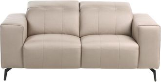 Beliani 2 Seater Sofa Taupe Faux Leather Push-Back Manually Adjustable Headrest Metal Legs Modern Living Room OMMEL