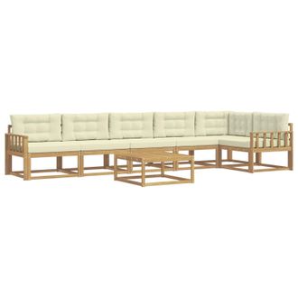 vidaXL Conjunto De Sof&aacute;s De Exterior 7 Pcs Blanco Y Crema Vidaxl