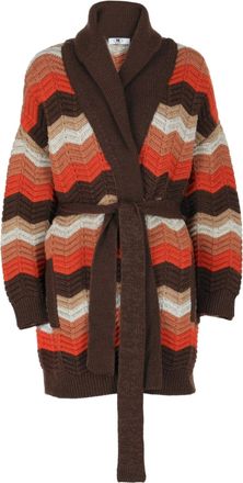 M Missoni Chevron-Patterned Belted Cardigan