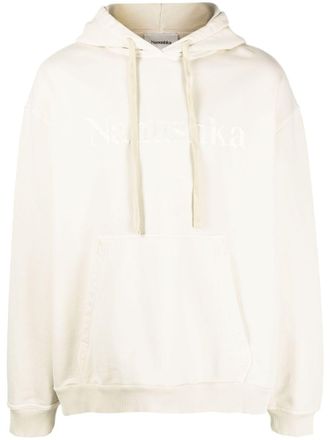 Nanushka logo-embroidered cotton hoodie - unisex - Cotton - S - Neutrals