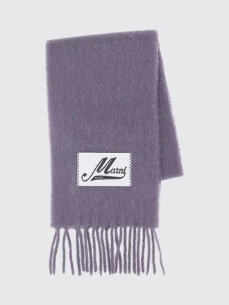 Marni Sciarpa in misto lana dalpaca con logo applicato e bordi sfrangiati