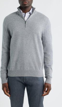 Nordstrom Quarter Zip Cashmere Sweater in Grey December Heather at Nordstrom, Size Xx-Large