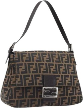 Fendi Pre-owned Vintage Zucca Canvas Shoulder Bag - Dames - Vintage Schoudertas - Bruin - ONE Size - Leer - Vintage