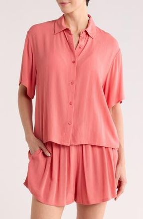 Nordstrom Rack Easy Gauze Cover-Up Shirt in Coral Faded at Nordstrom Rack, Size X-Large