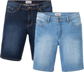 Bonprix Bermudas BONPRIX, Herren, Gr. 46, N-Gr, mittelblau denim, dunkelblau denim, Web, Obermaterial: 98% Baumwolle, 2% Elasthan, regular fit, Hosen Bermudas