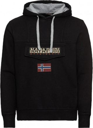 Napapijri Winter Logo Hoodie Zwart Vlag - Heren - Hoodies - Zwart - 2XL - Hoodies & sweatvesten