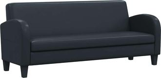 vidaXL Sof&aacute; 3 Plazas Cuero Artificial Negro Vidaxl