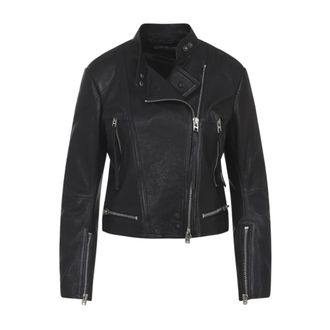 Tom Ford Steam Finished Nappa Racer Jacket - Dames - Leren en Su&egrave;de Jassen - Zwart - S - Leer - Jassen