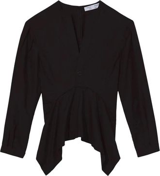 Proenza Schouler V-hals Poplin Casual Blouse - Dames - Blouses - Zwart - XS - Katoen - Overhemden