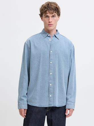 Jack & Jones Langarmhemd JACK & JONES JORNORREBRO DENIM SHIRT LS SN, Herren, Gr. XXL, N-Gr, blau (medium blau denim), Web, Obermaterial: 100% Baumwolle, unifarben,
