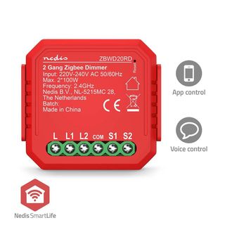 Nedis Interruptor De Encendido Smartlife Zigbee 3.0 2 X 100 W Conexi&oacute;n Por Terminal Aplicaci&oacute;n Disponible Para: Android / Ios